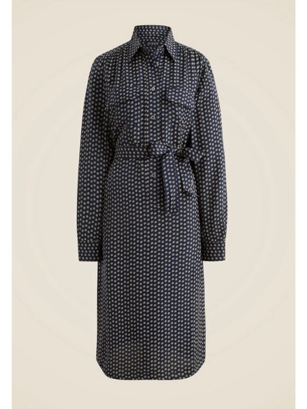 J.Crew Tie-Waist Shirt-Dress In Daisy Floral Print Navy 8 Equestrian NWT $248